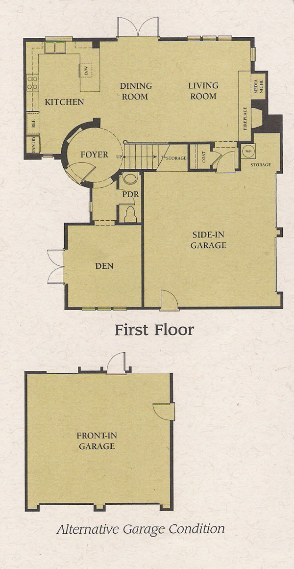 Valencia Woodlands Carmelita Tract home Plan 3 first floor floor plan Valencia Woodlands Carmelita Tract home Plan 3 first floor floor plan