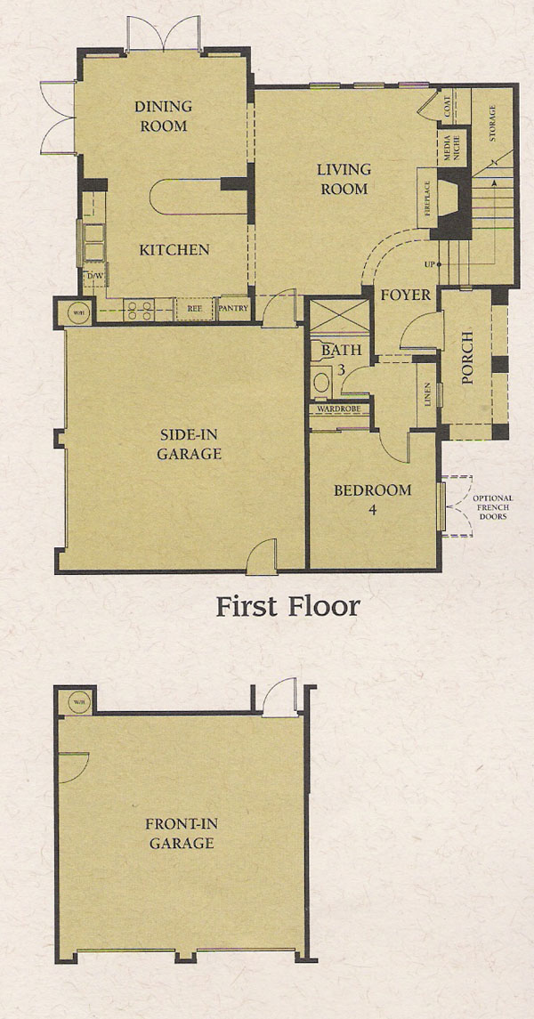 Valencia Woodlands Carmelita Tract home Plan 4 first floor floor plan Valencia Woodlands Carmelita Tract home Plan 4 first floor floor plan