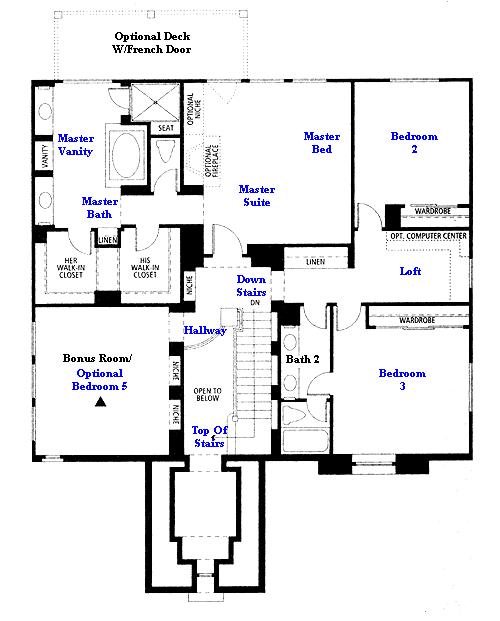 Valencia Westridge Masters Tract Residence 1 second floor floor plan