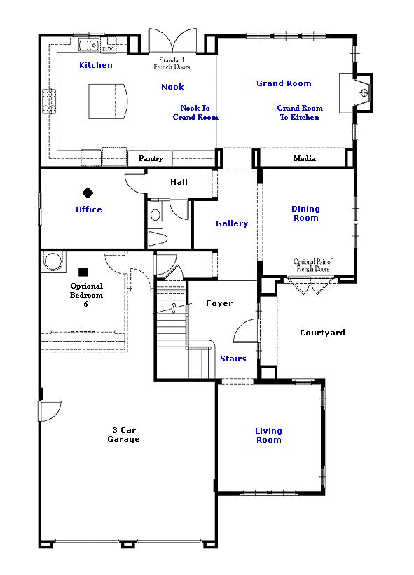 Valencia Westridge Montanya Tract Residence 3 Floor Plan first floor